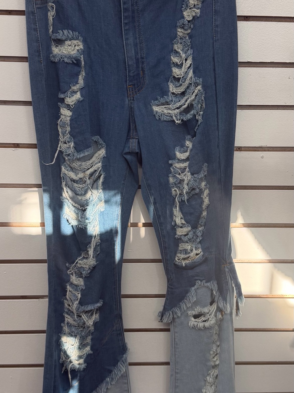 AP Blue by Aphrodite Distressed Flare Jeans Frayed Waist NWT Size 13